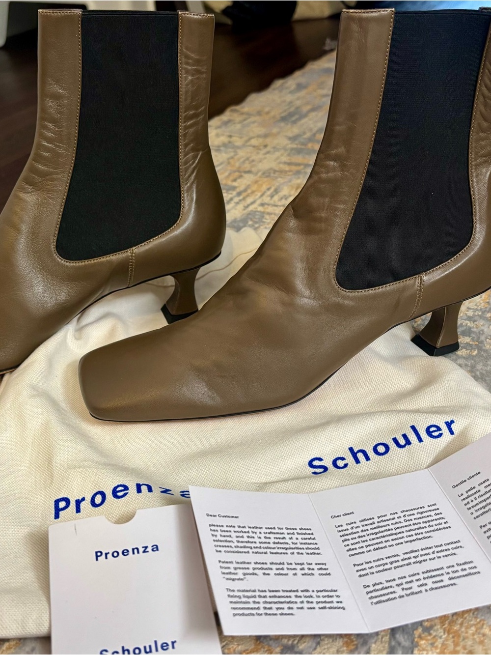 Proenza Schouler Leather Colorblock Pattern Chelsea Boot
